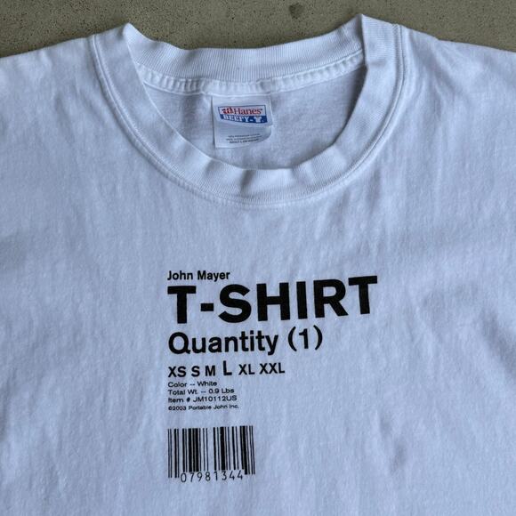 Vintage John Mayer 2003 Heavier Things Rock Band Tour White Shirt Size Large - Picture 2 of 5